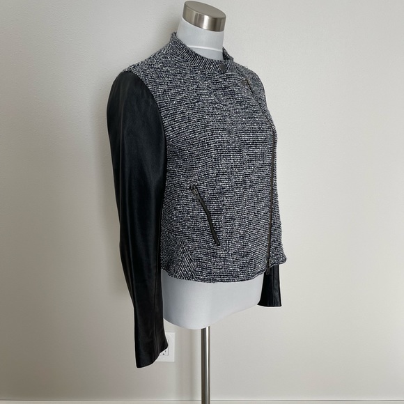 Theory tweed and leather jacket - Picture 3 of 10